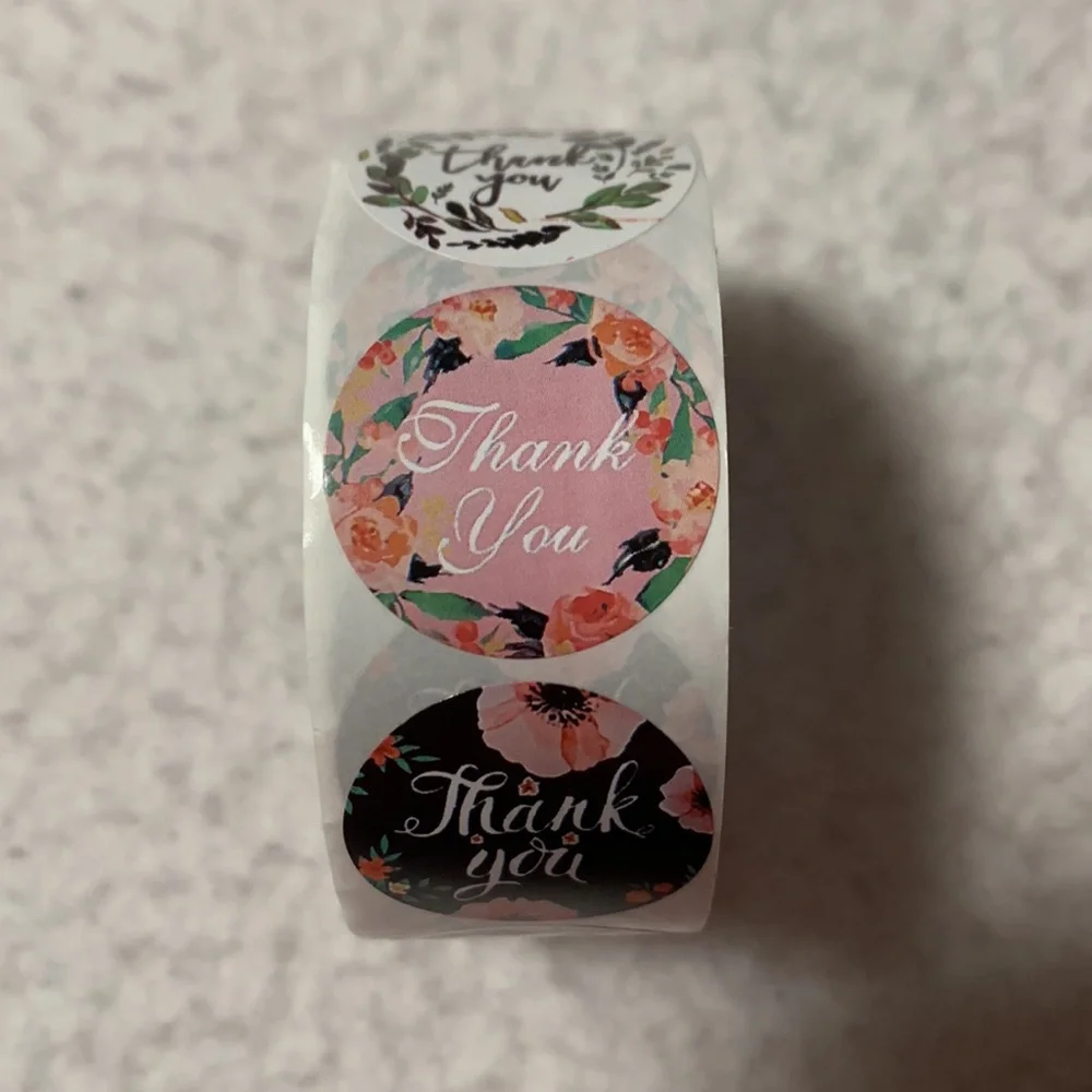 Roll of 500 Thank You Stickers For Packages, NEW